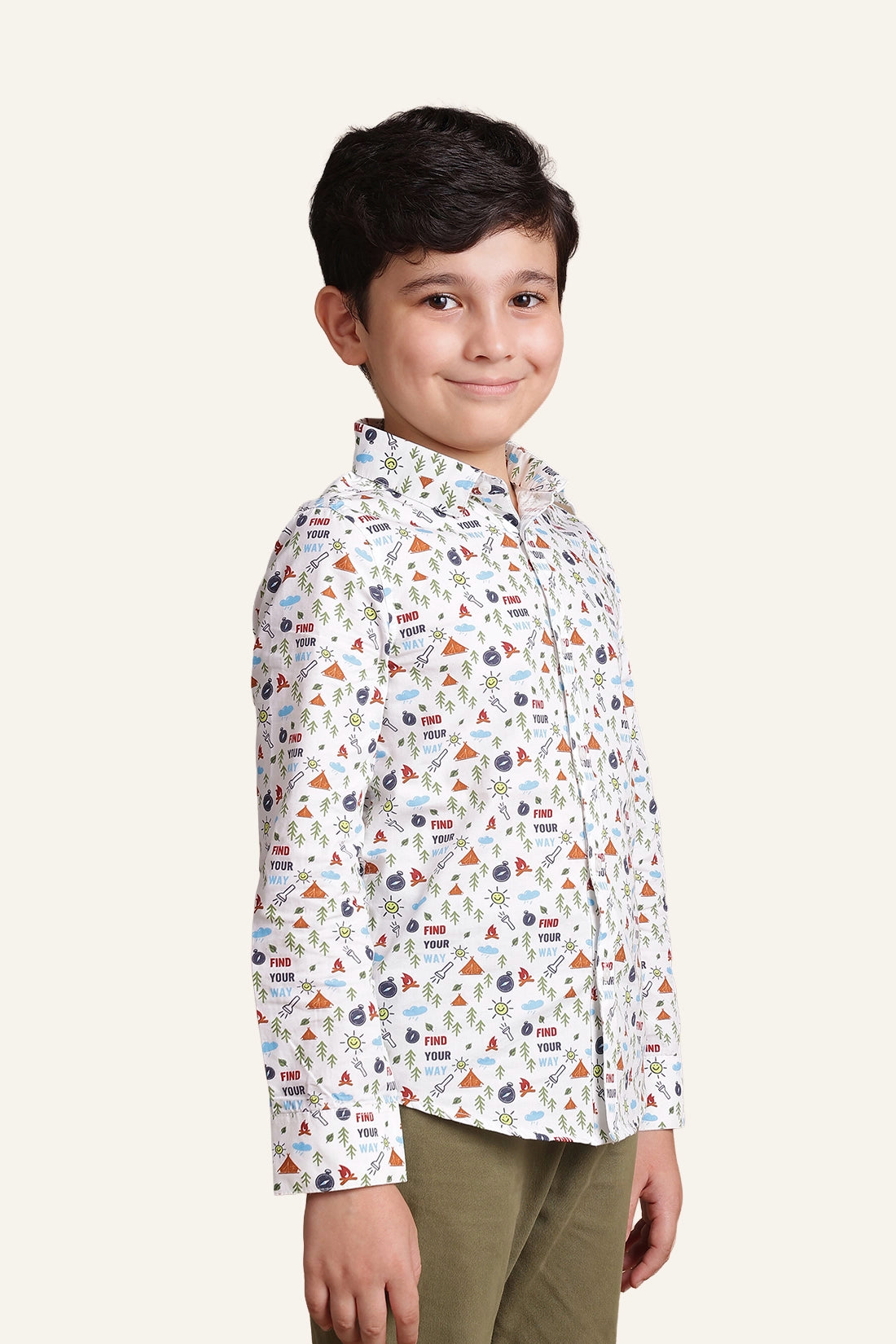 Boys Off White Adventurer Cotton Shirt