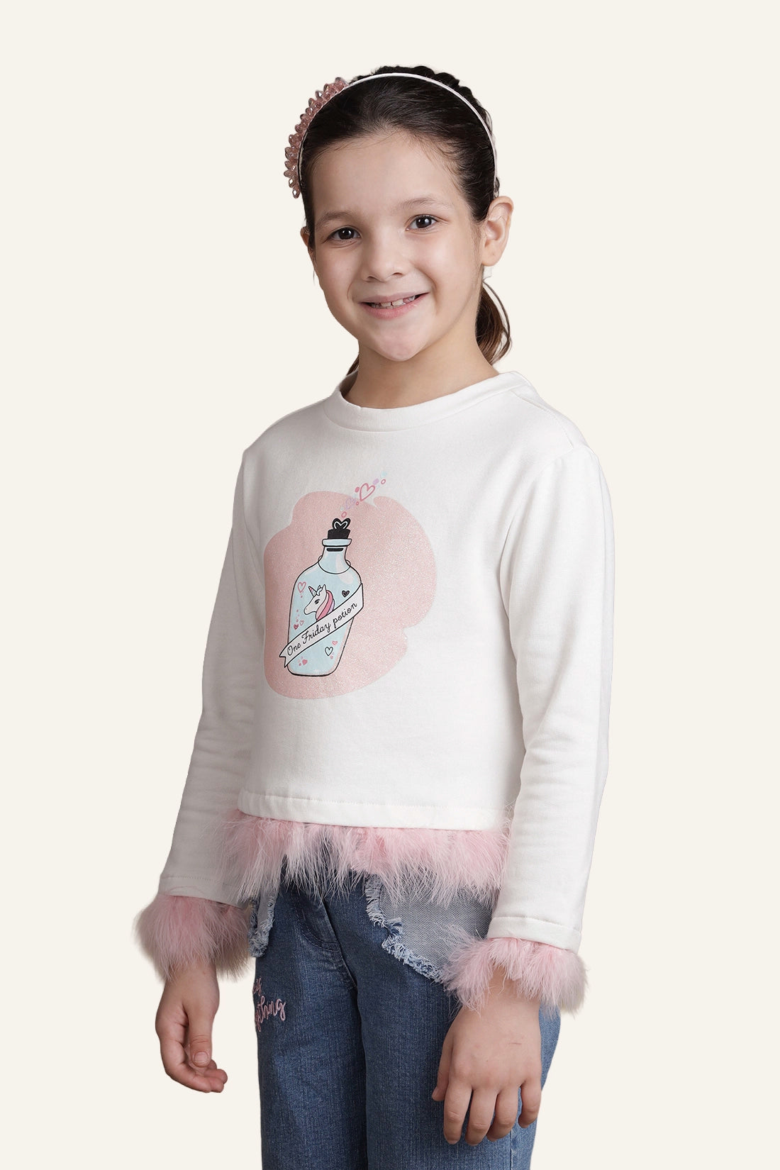 Girls Off White Top – Casual Wear