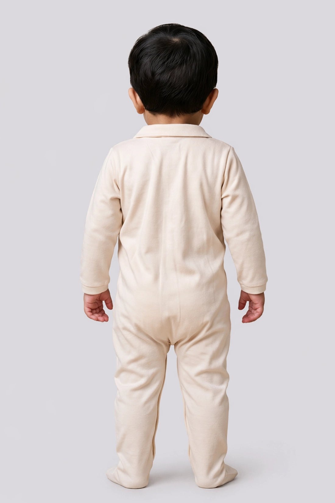 Baby Boys Beige Cotton Romper