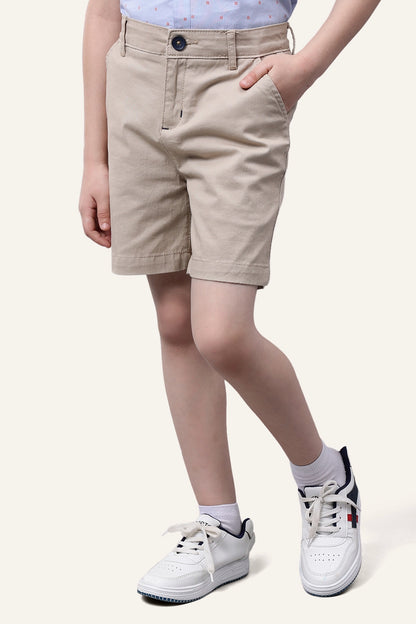 Boys Beige Cotton Shorts