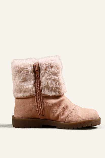 Girls Pink Solid Boots