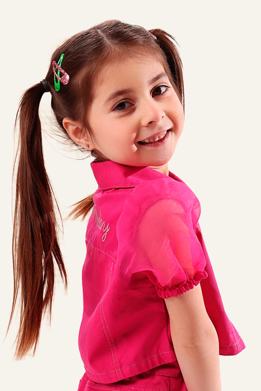 Girls Pink Collared Top