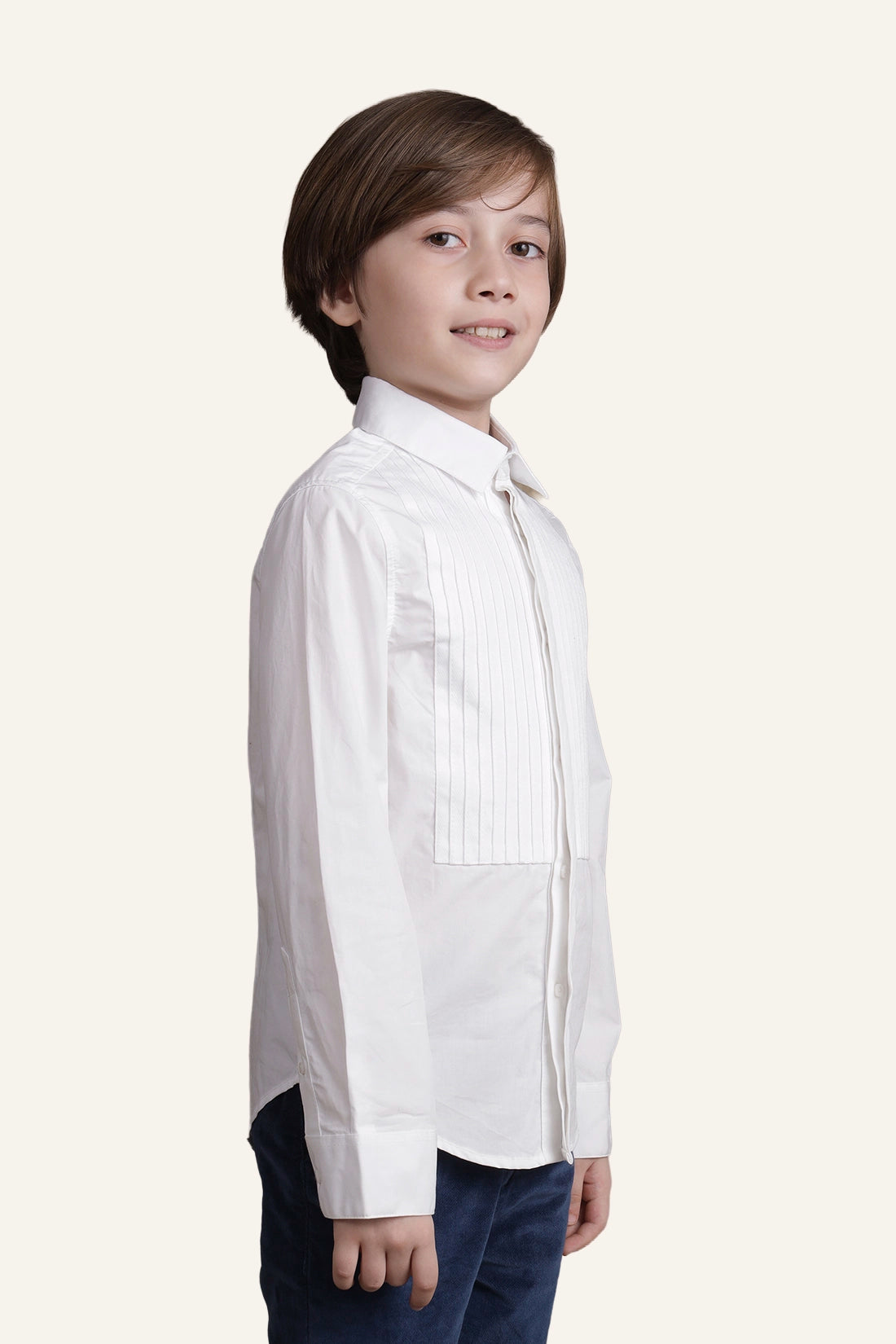 Boys White Full Sleeves Shirt