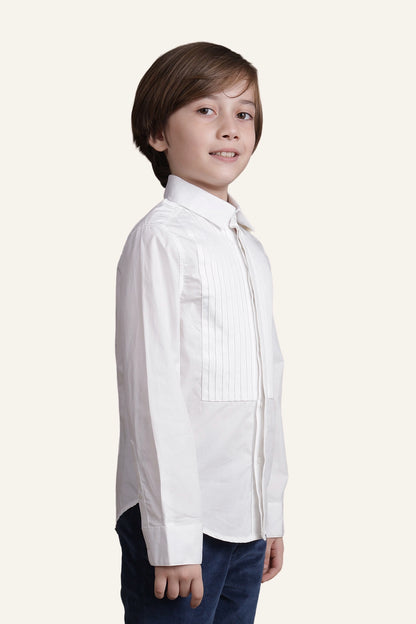 Boys White Full Sleeves Shirt