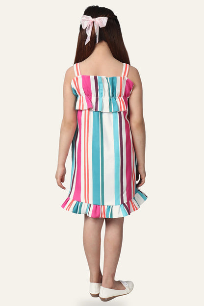 Girls Multicolored Striped Dress