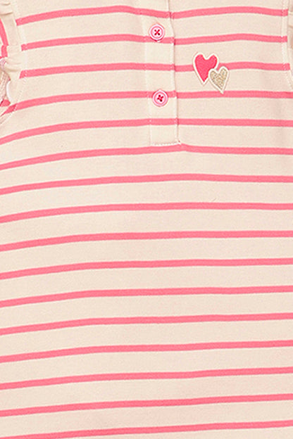 Girls Pink A-Line Stripe Dress