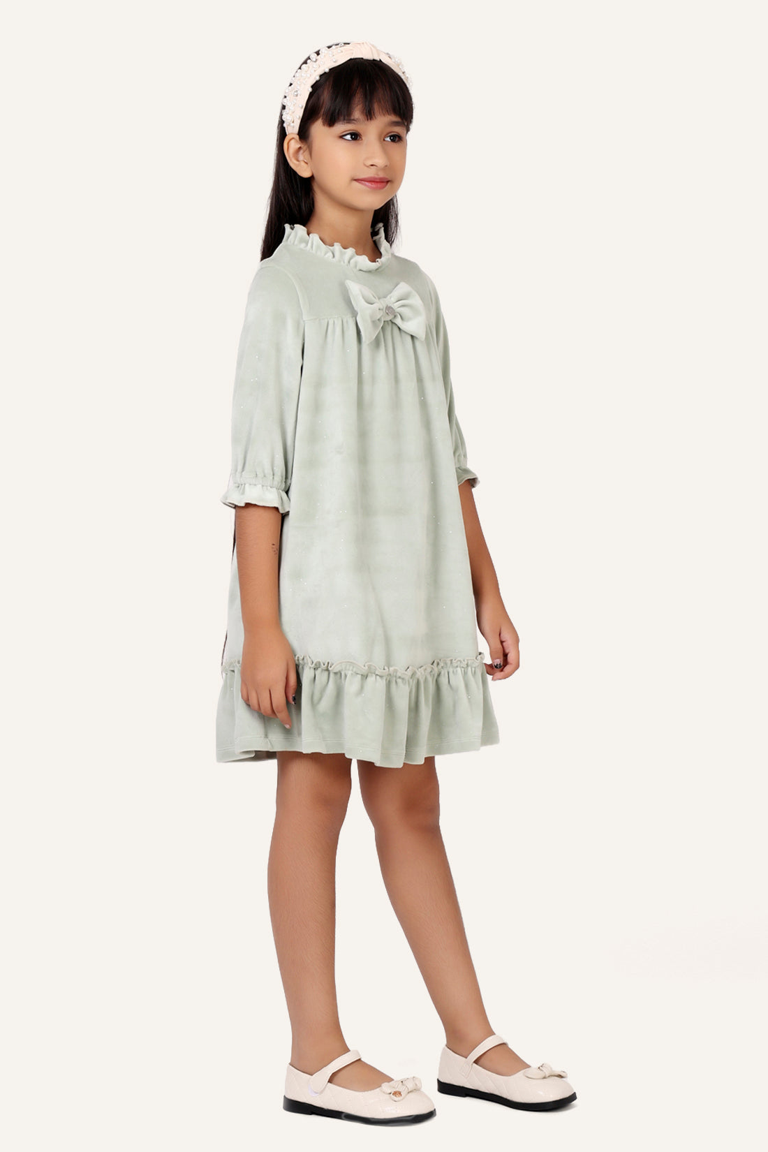 Girls Mint Solid Dress