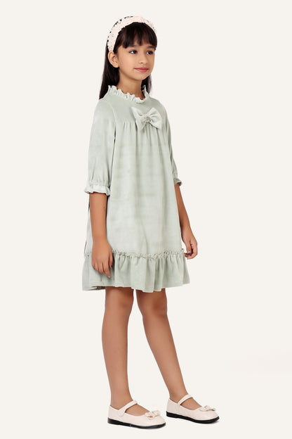 Girls Mint Solid Dress