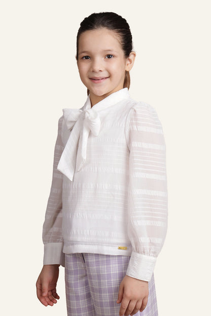 Girls Off White Seersucker Top
