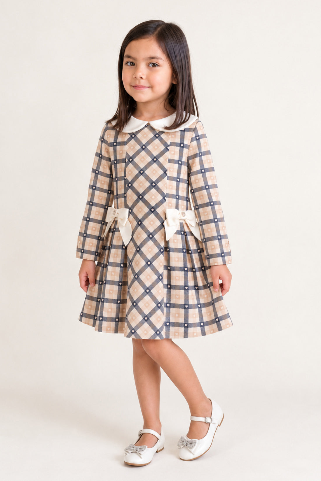 Baby Girls Multicolour Faux Fur Peter Pan Collar Dress