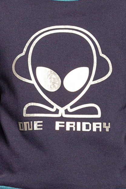 Boys Navy Blue Alien Printed Sweatshirt
