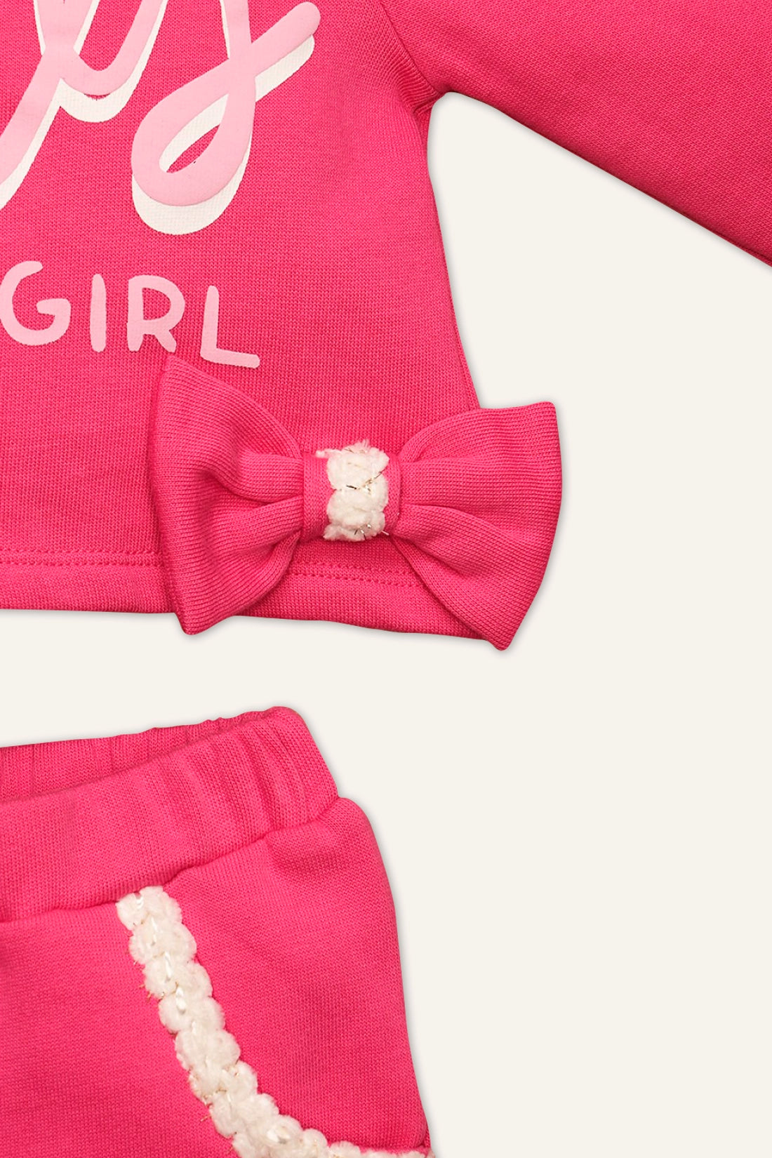 Baby Girls Pink Solid  Sweat Shirt With Track Pant