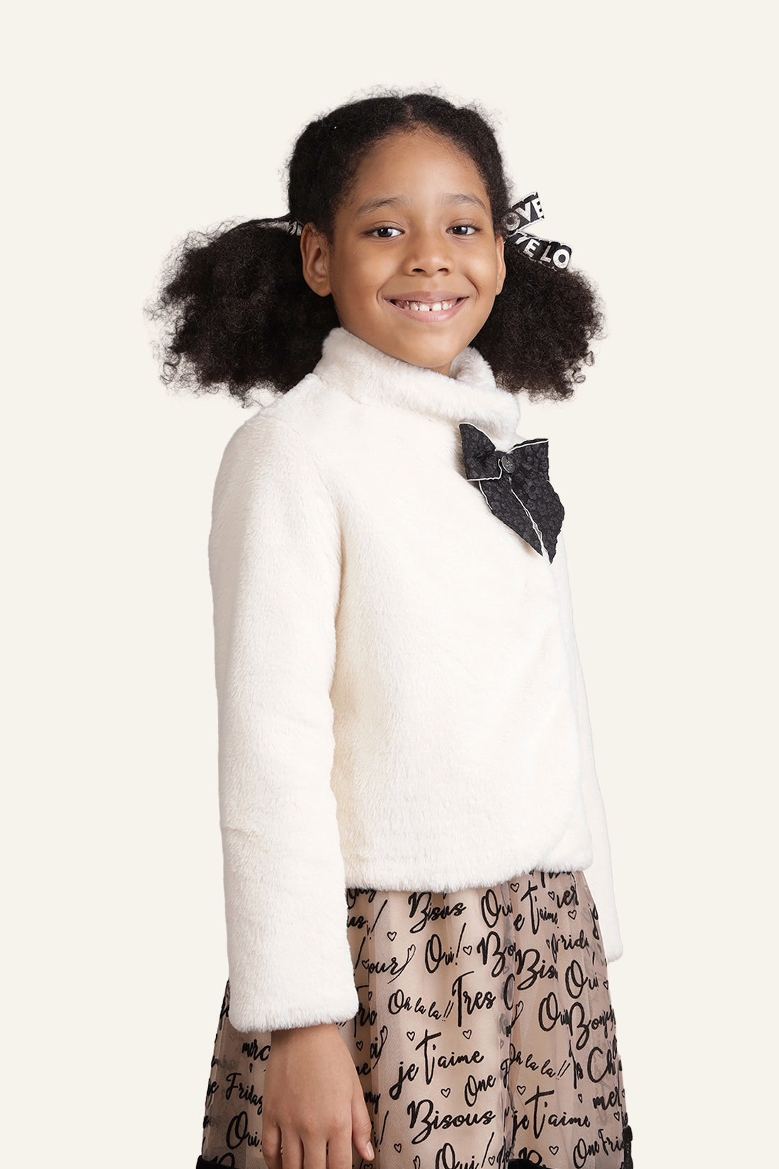 Girls White Fur Jacket
