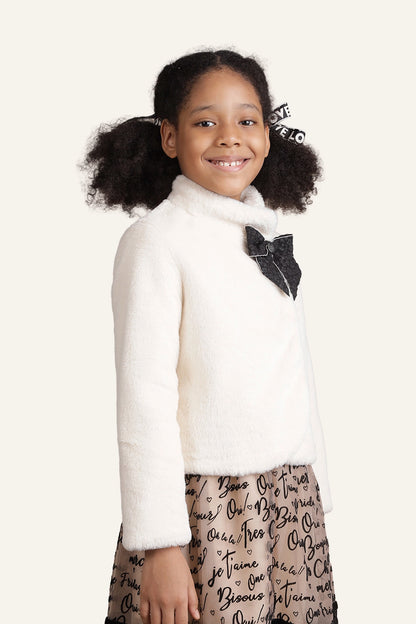 Girls White Fur Jacket