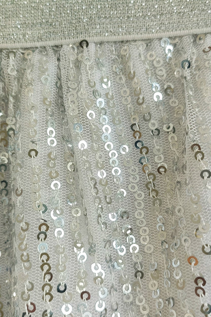 Girls White Sequin Short