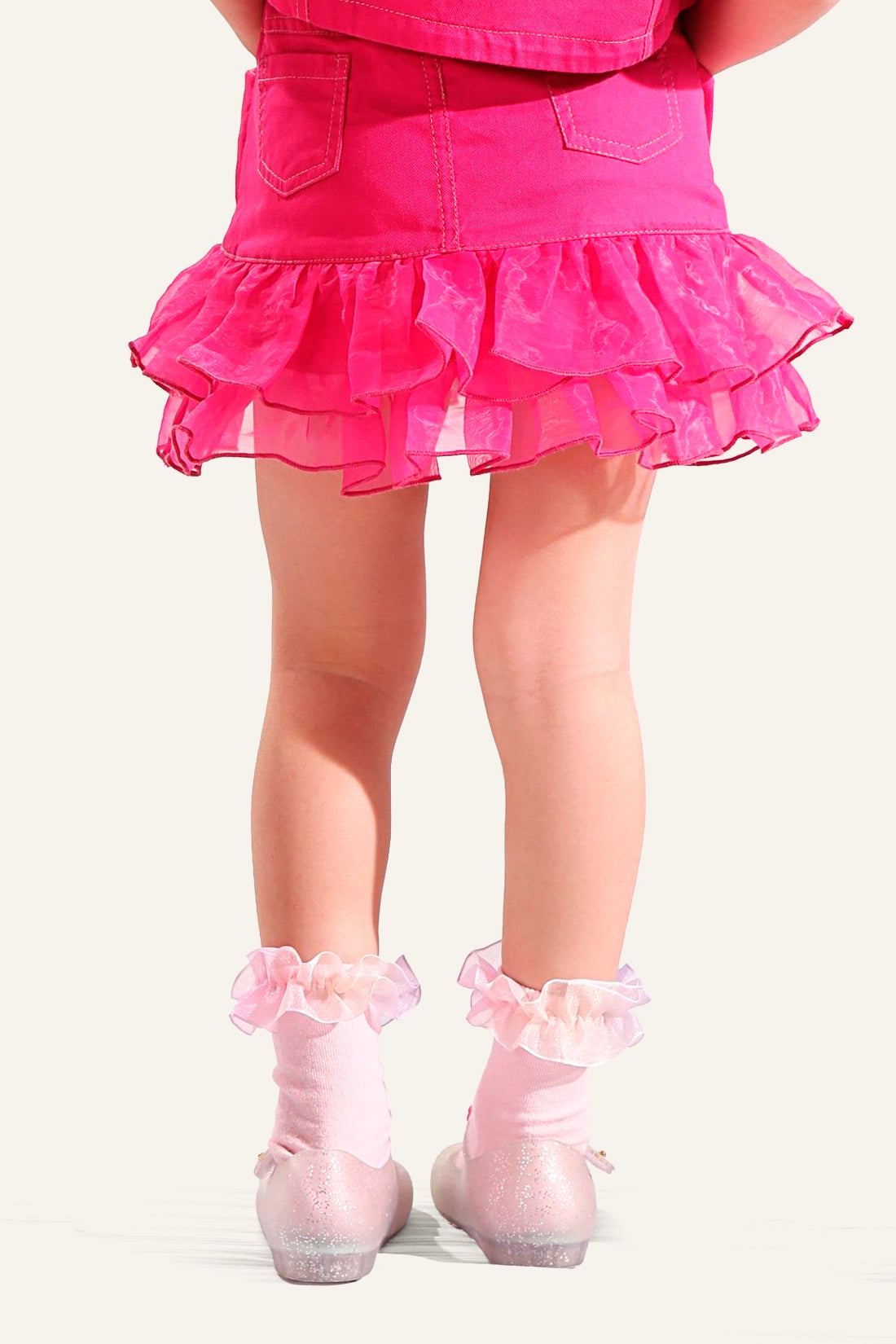 Girls Pink Laced Skirt