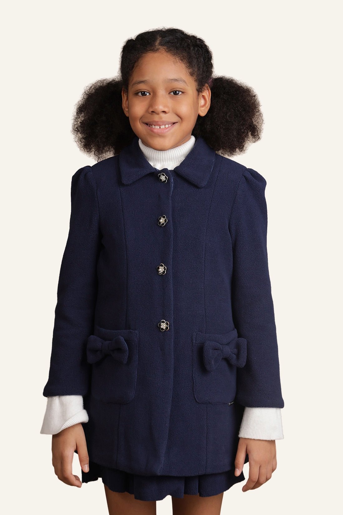 Girls Navy Blue Long Blazer