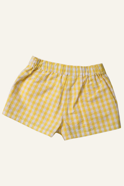 Girls Lemon Check Hot Shorts