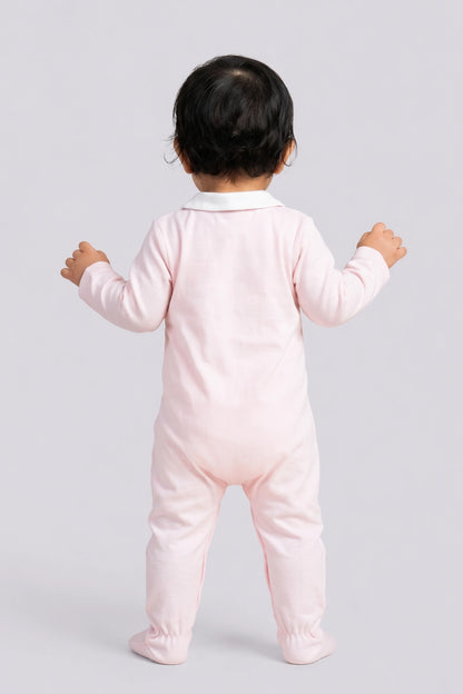 Baby Girls Pink Embroidered Cotton Romper