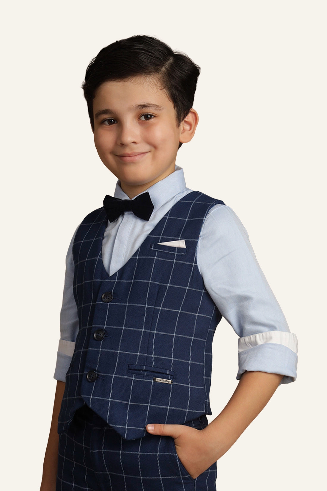 Boys Blue Checks Waist Coat