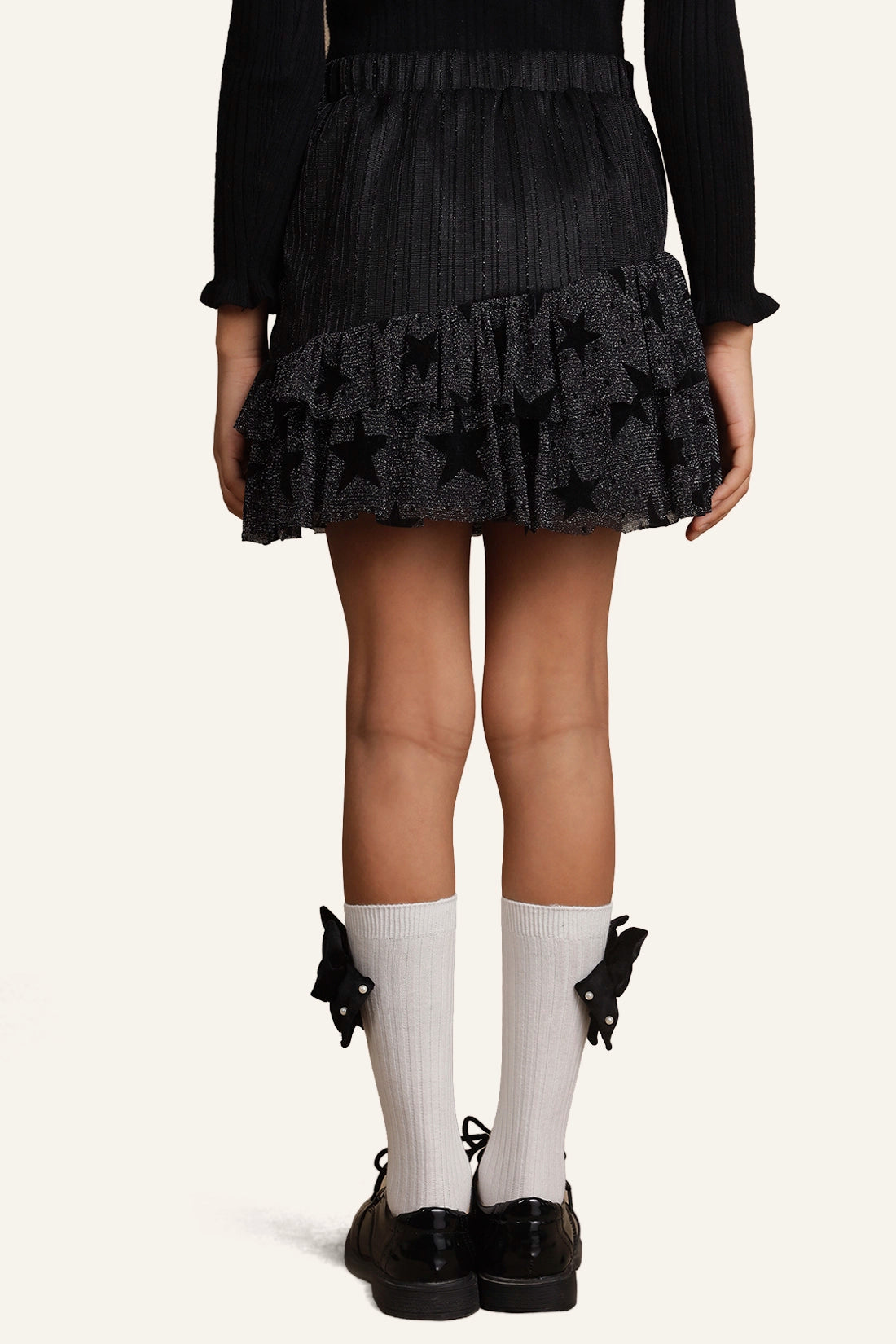 Girls Star Design Black Skirt
