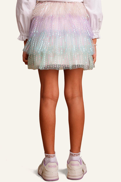 Girls Multicolor Sequins Skirt