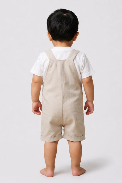 Baby Boys Beige Shirt Collar Clothing Set