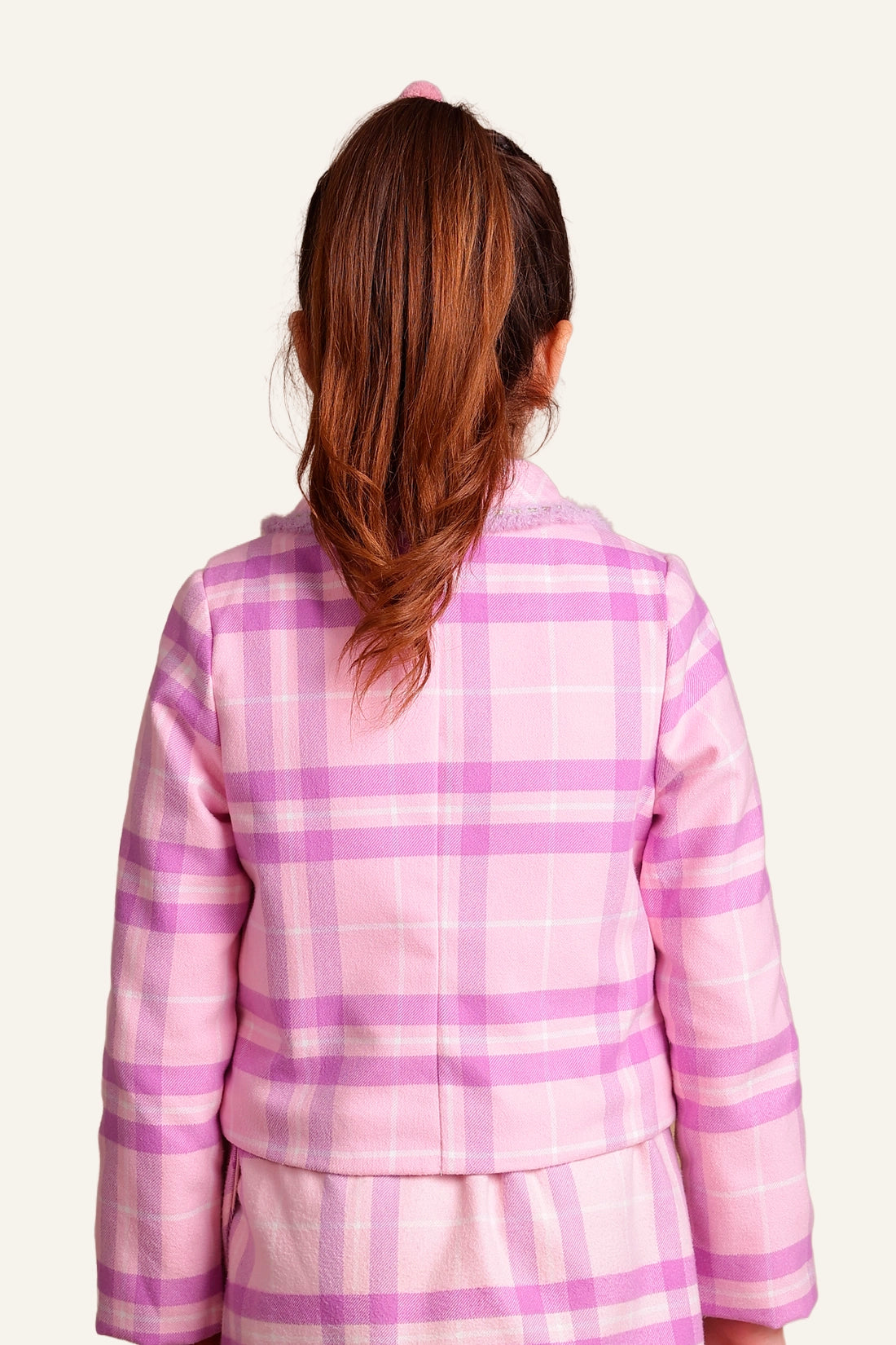 Girls Pink & Lilac Checkered Blazer