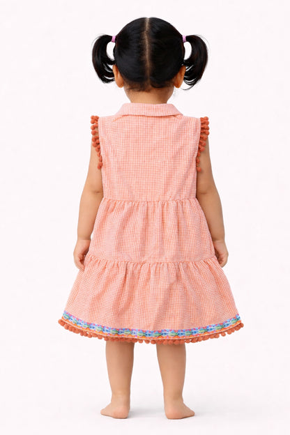 Baby Girls Multi Checked Cotton Dress