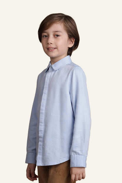 Boys Lite Blue Shirt with Bow
