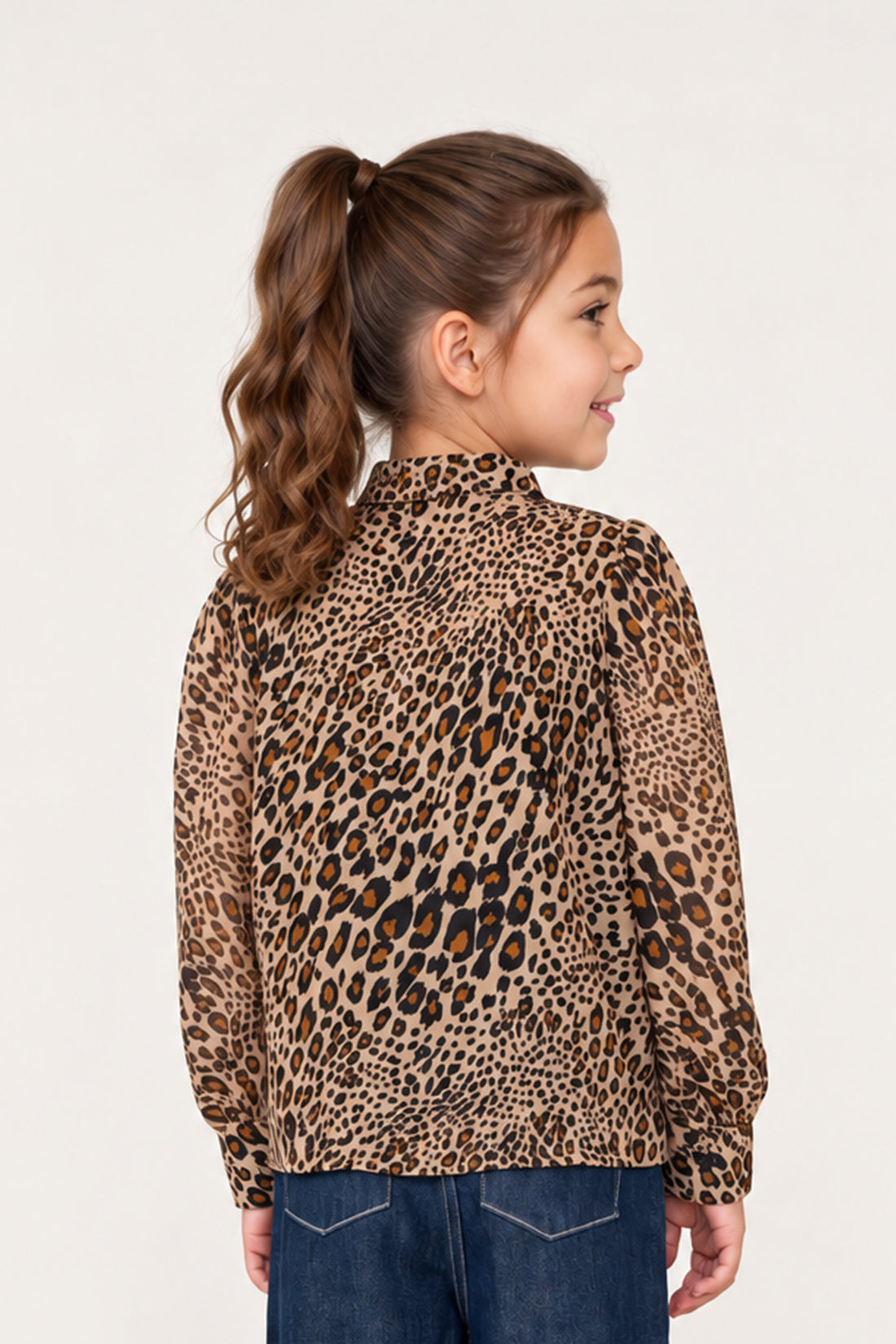Girls Multi Leopard Print Cotton Top