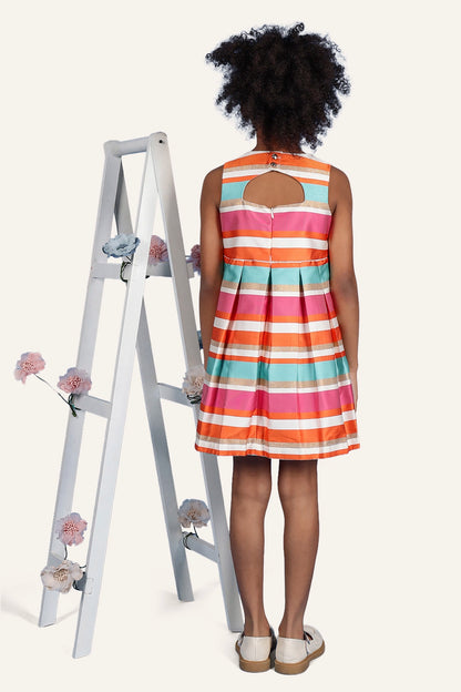 Girls Multicoloured Striped Dress