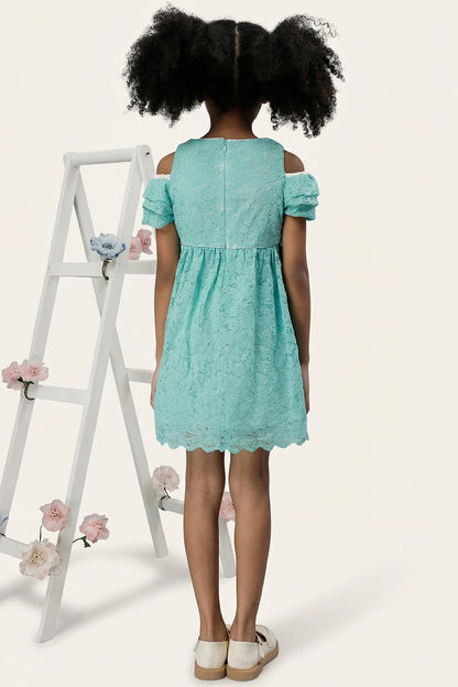 Girls Mint Lace Dress