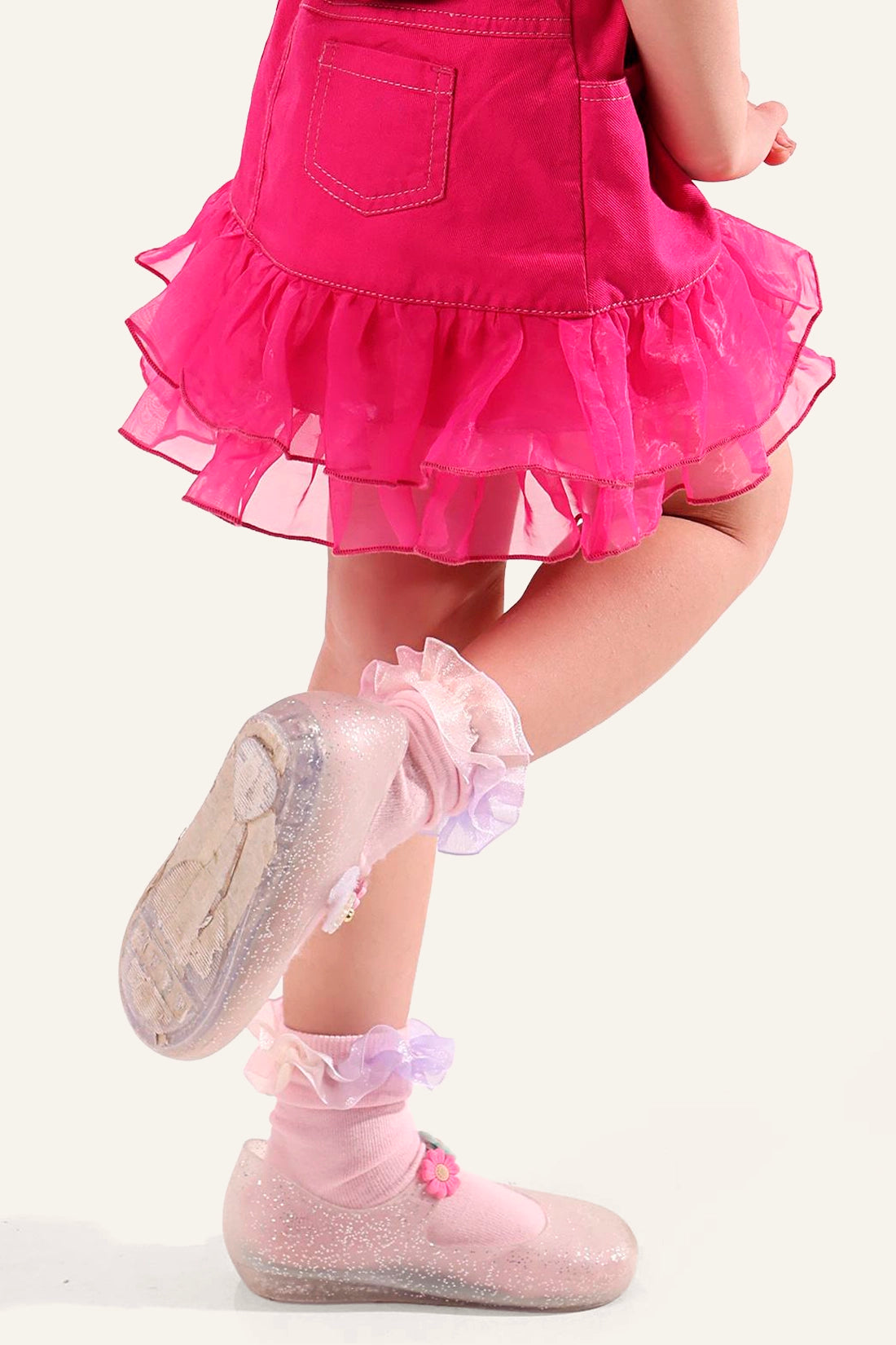 Girls Pink Laced Skirt