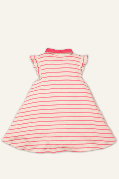 Girls Pink A-Line Stripe Dress