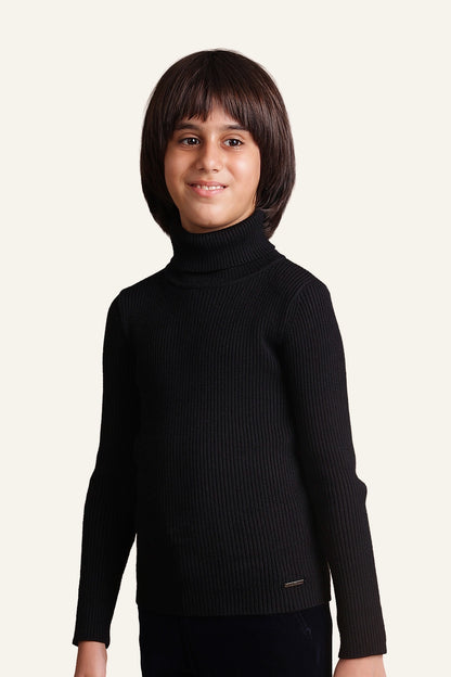 Boys Black Turtleneck Jumper