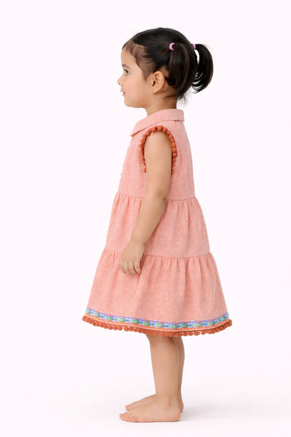 Baby Girls Multi Checked Cotton Dress