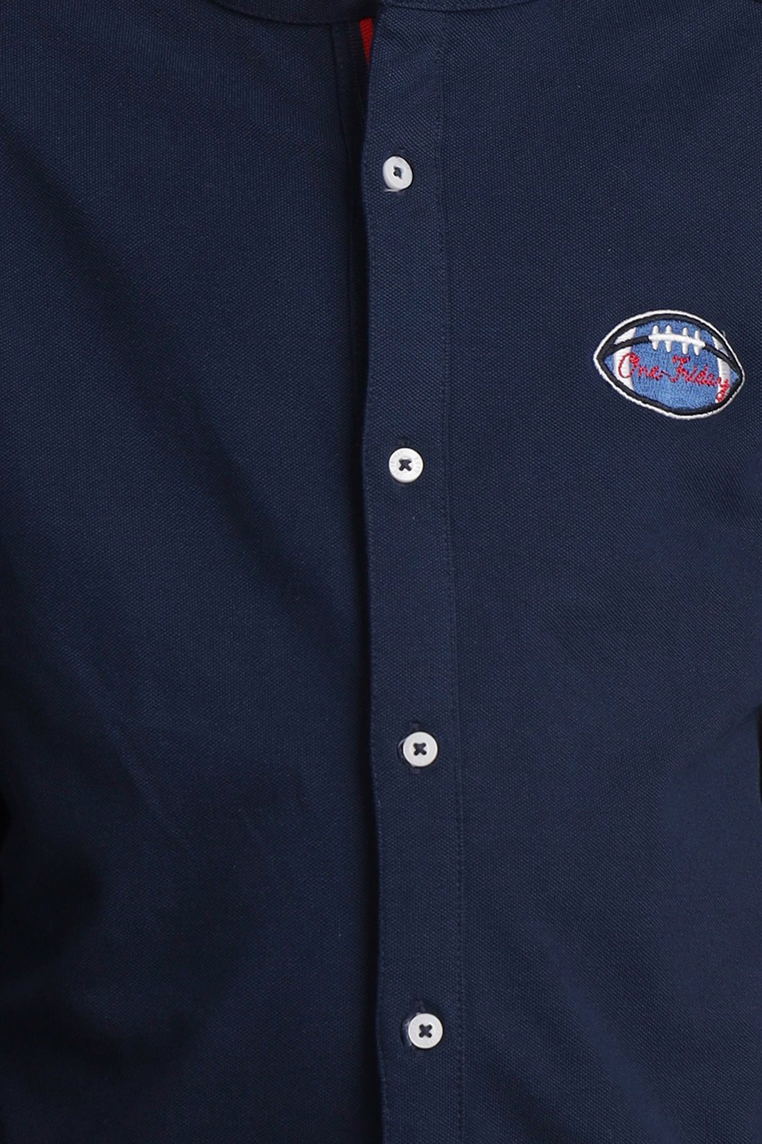 Boys Navy Blue Mandarin Collar Shirt