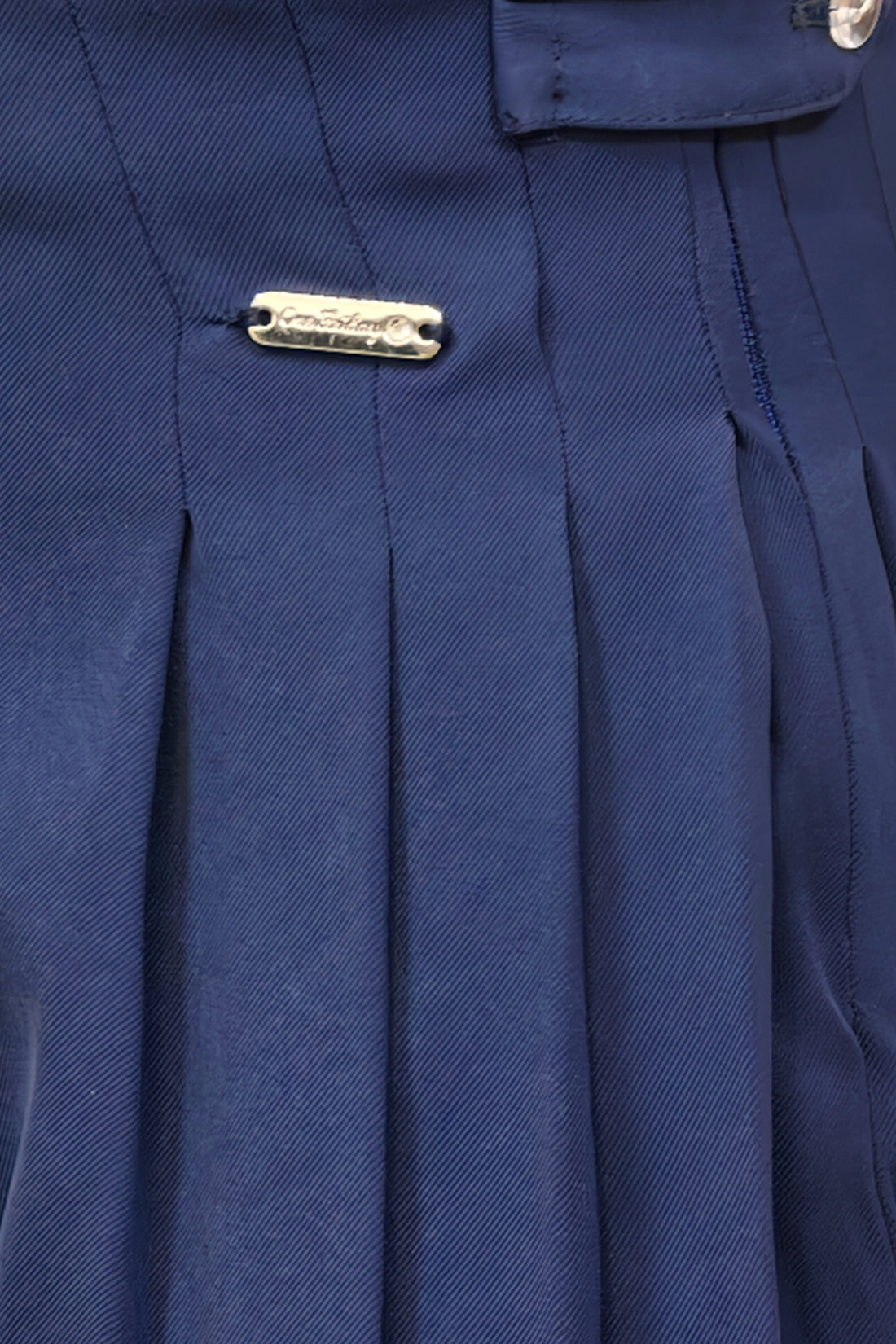 Girls Navy Blue Embellished Twill Top