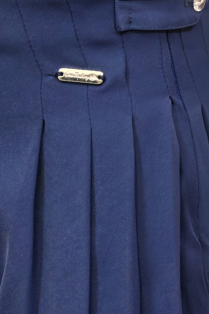 Girls Navy Blue Embellished Twill Top