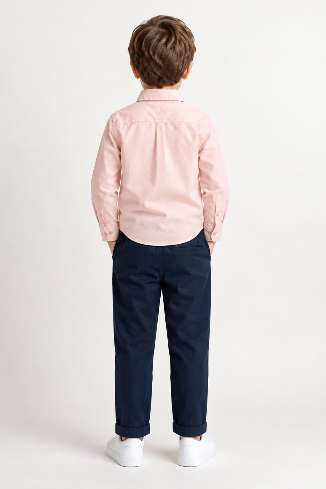 Boys Pink Cotton Satin Regular Fit Shirt
