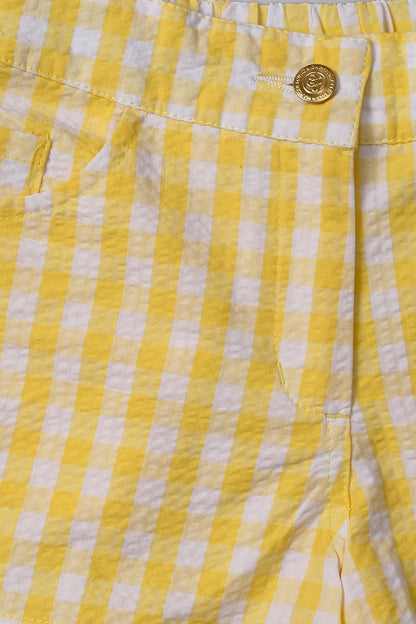Girls Lemon Check Hot Shorts