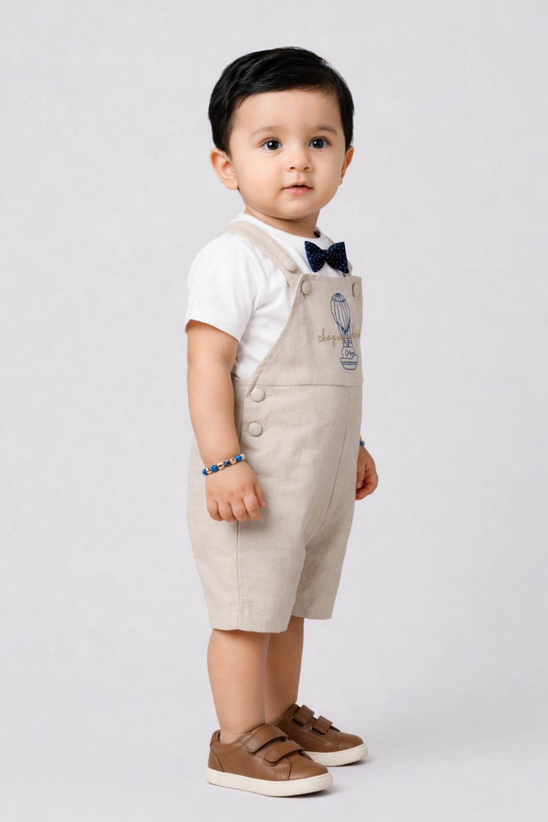 Baby Boys Beige Shirt Collar Clothing Set
