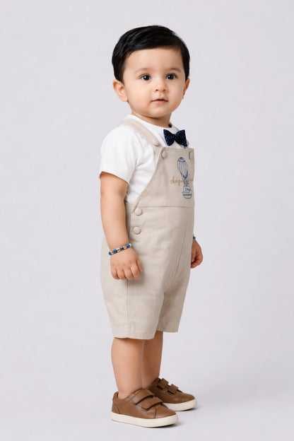 Baby Boys Beige Shirt Collar Clothing Set
