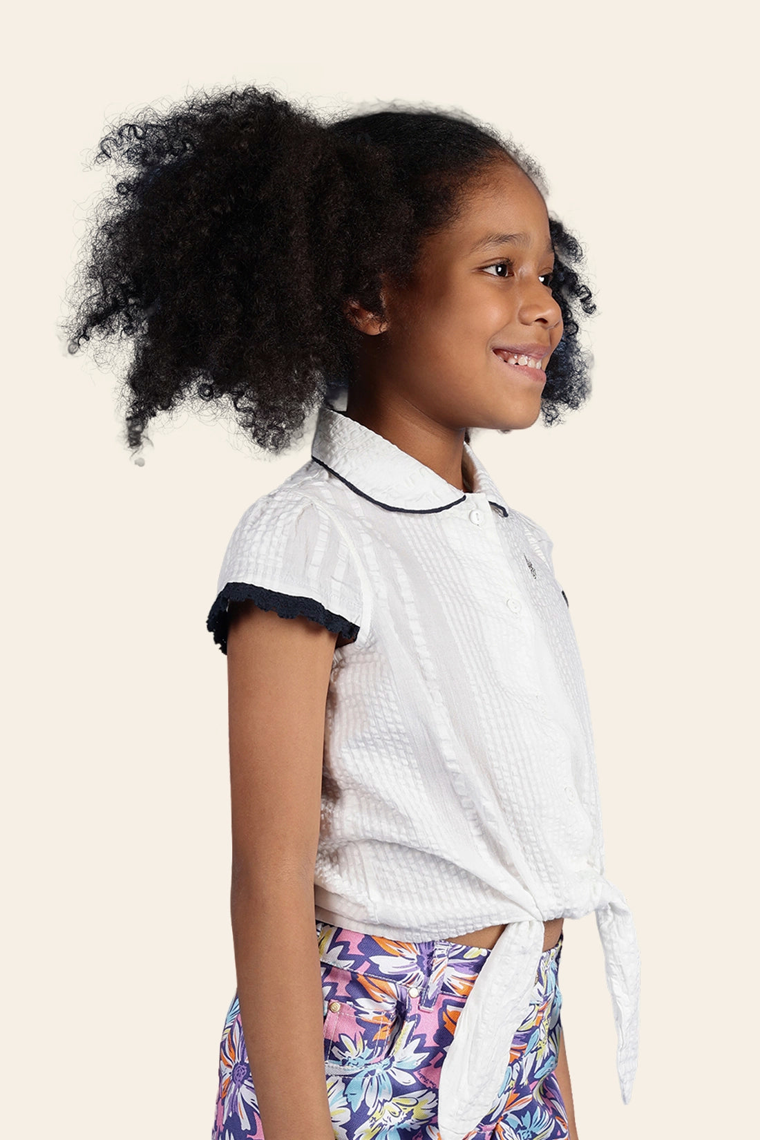 Girls White  100% Cotton Cap Sleeves Top with Edge Lace