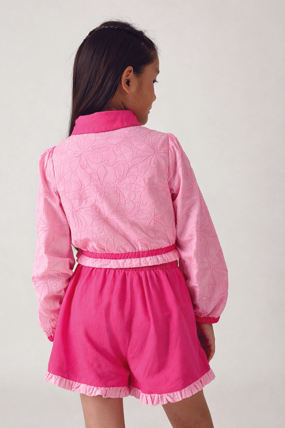 Girls Pink Schiffli Sleeveless Top