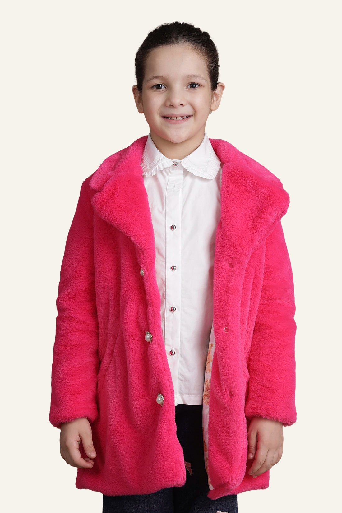 Girls Peppy Pink Fleece Overcoat