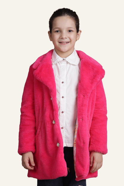 Girls Peppy Pink Fleece Overcoat