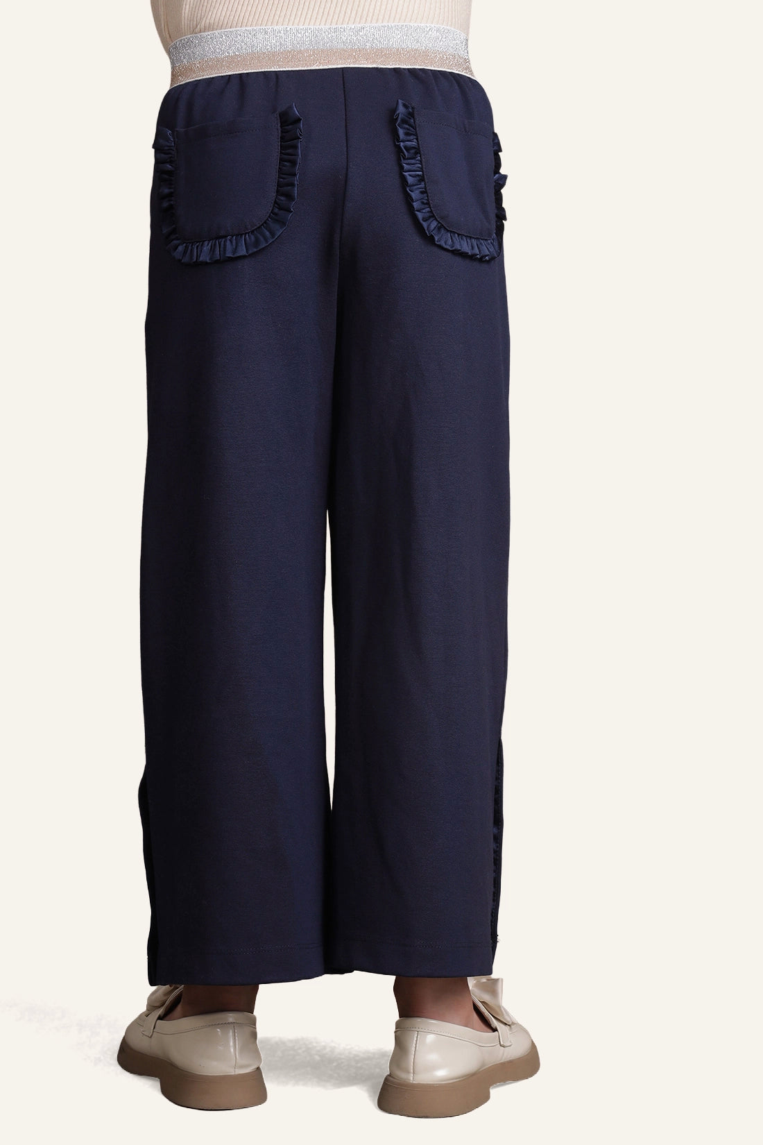 Girls Navy Blue Flared Trouser