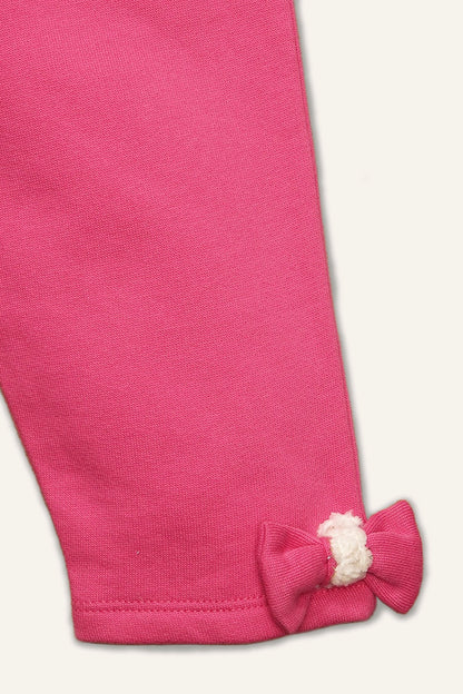 Baby Girls Pink Solid  Sweat Shirt With Track Pant